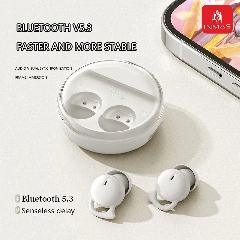INMAS Q26 ENC Mini Portable Wireless Headsets Bluetooth In-Ear Earphone Noise Reduction Earbud Invisible Sleep Headphones HD Mic