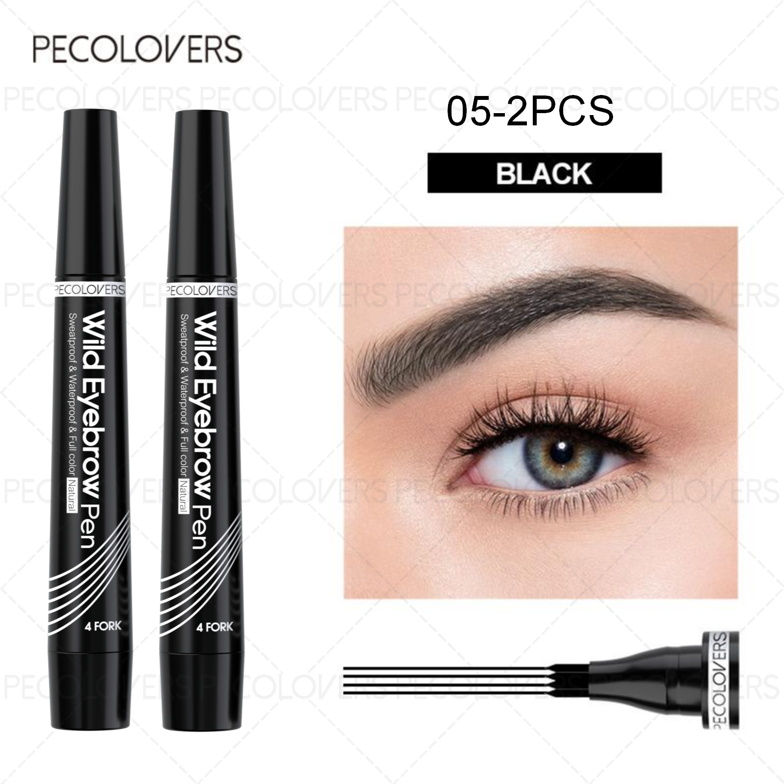 6 Colors 1pc Eyebrow Pen Waterproof 4 Split Tip Eyebrows Pen Eyebrow Tattoo Pen Waterproof Liquid Black Eyebrow Makeup Pencil