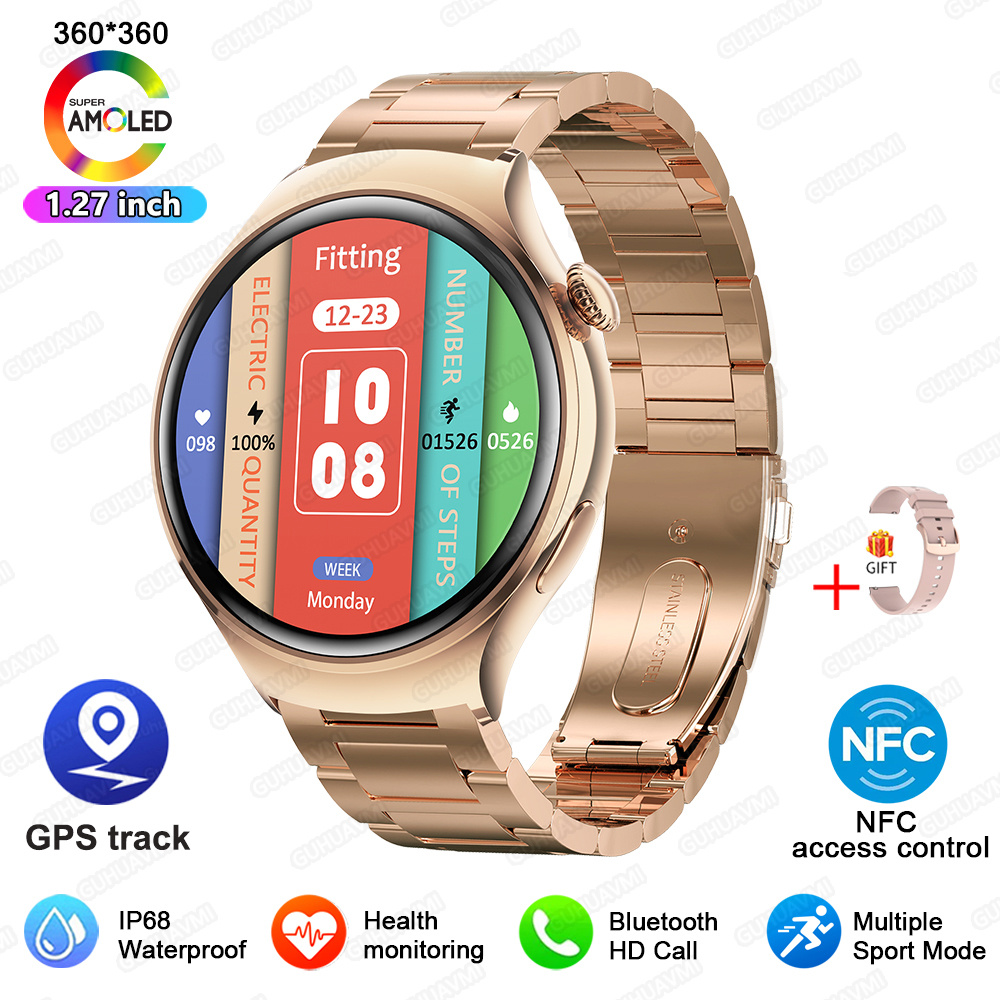 2025 New Lady Fashion Smart Watch women AMOLED HD Screen GPS Heart Rate Bluetooth Call Waterproof Outdoor SmartWatch For Xiaomi