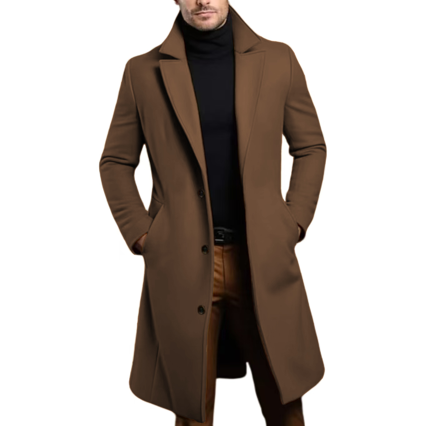Men Lapel Coat Stylish Warm and Comfortable Black Trench Coat for Men Winter Autumn Overcoat Classic Lapel Daily Office