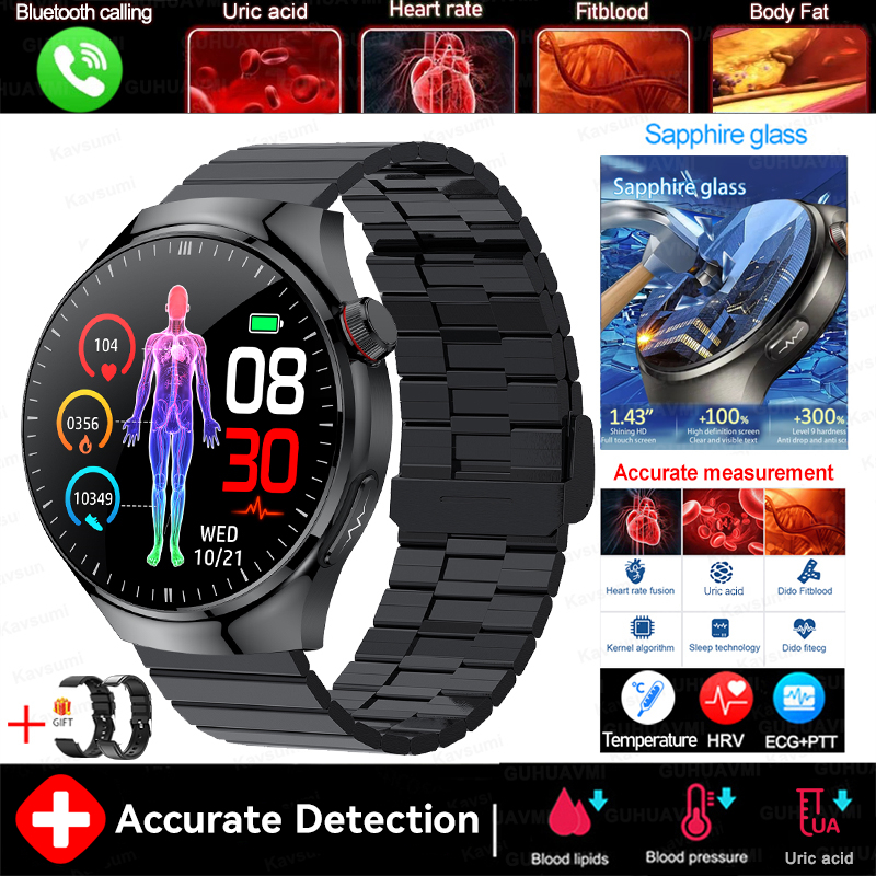 2025 New For XIAOMI Accurate Blood Lipid Uric Acid Smart Watch Men Women ECG+PPG Blood pressure Bluetooth call Health Smartwatch