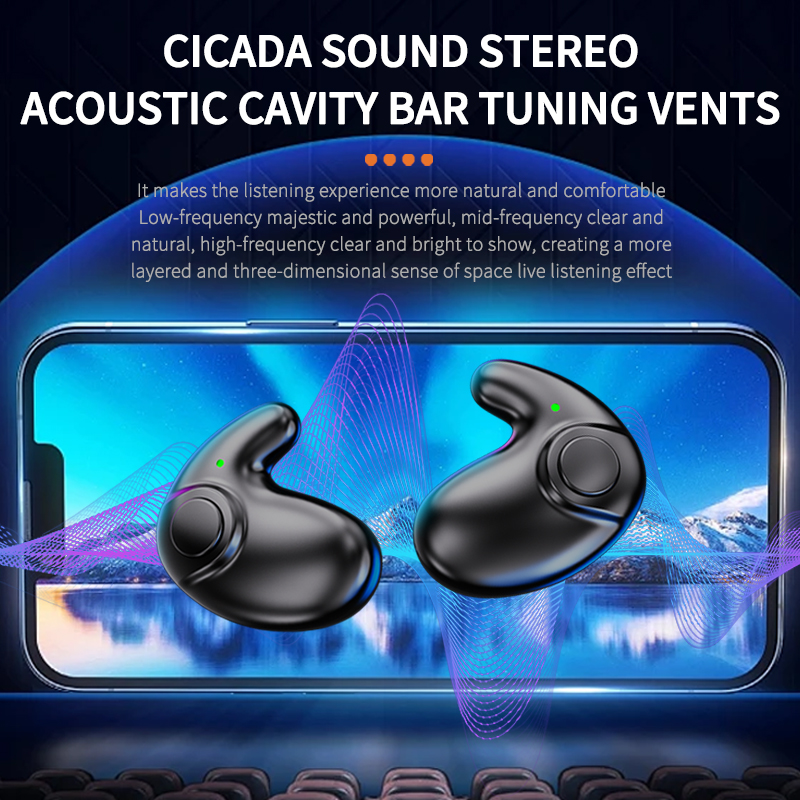 Wireless Sports Bluetooth Headphones Highend Tws Dual Ear Sleep In Ear Md538 Mini Painless Call Noise Cancelling Thin Headphones