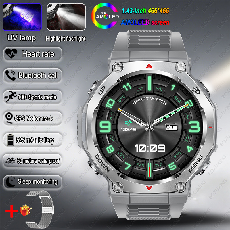 2025 NEW For HUIAWE GPS Smart Watch Men 10ATM IPX8 Waterproof Smart Watches Compass Altimeter Barometric 1.43'' AMOLED Bracelet