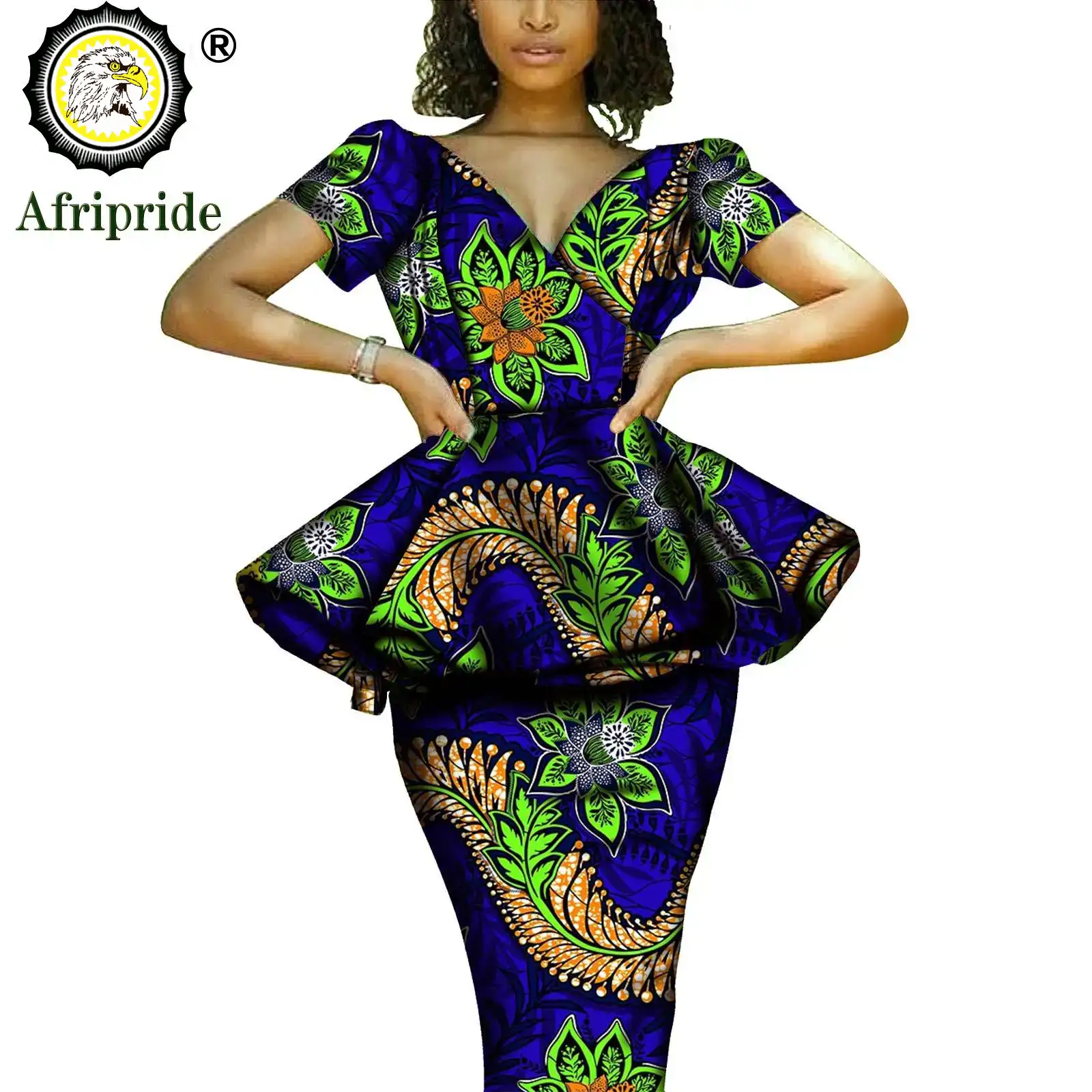African 2 Piece Set for Women Dashiki Tops Print Skrit  Ankara Clothing Wax Attire Blouse Shirt AFRIPRIDE S1926004