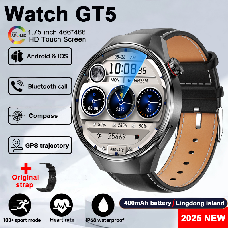 For Huawei Xiaomi GPS Track Smart Watch Men Women 1.75-Inch HD AMOLED Screen Compass Sport Bluetooth Call Smartwatch 2025 New