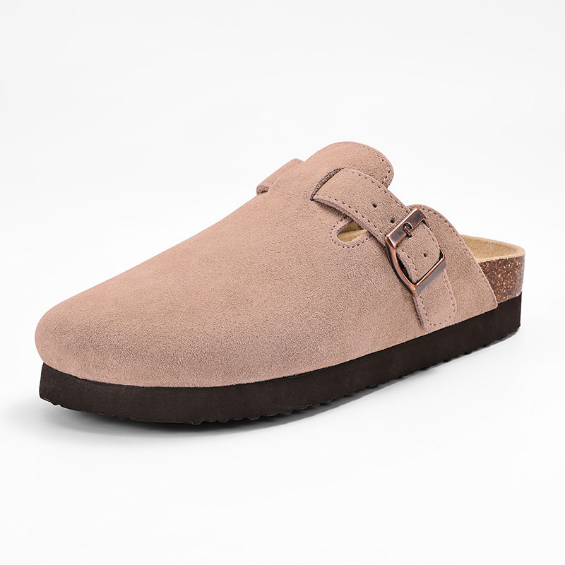 Comwarm Winter Cork Men Clogs Slippers Brand Cow Suede Clogs Leather Cork Footbed Men Mules Outdoor Antiskid Men Beach Sandals