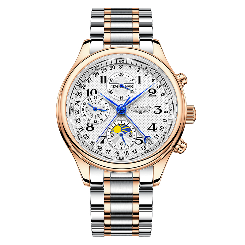 GUANQIN Men's Watches Automatic Mechanical Watches Swiss Quality Business Fashionable Multi-functional Waterproof Wristwatches