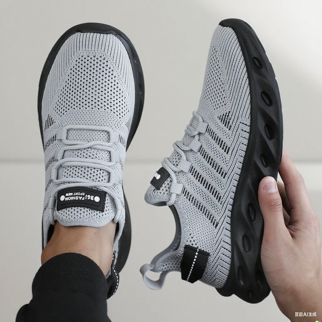 Men's Thick Soled Sports Shoes for Spring and Summer Women's Breathable and Shock-absorbing Fashionable Running Shoes Bare Foot