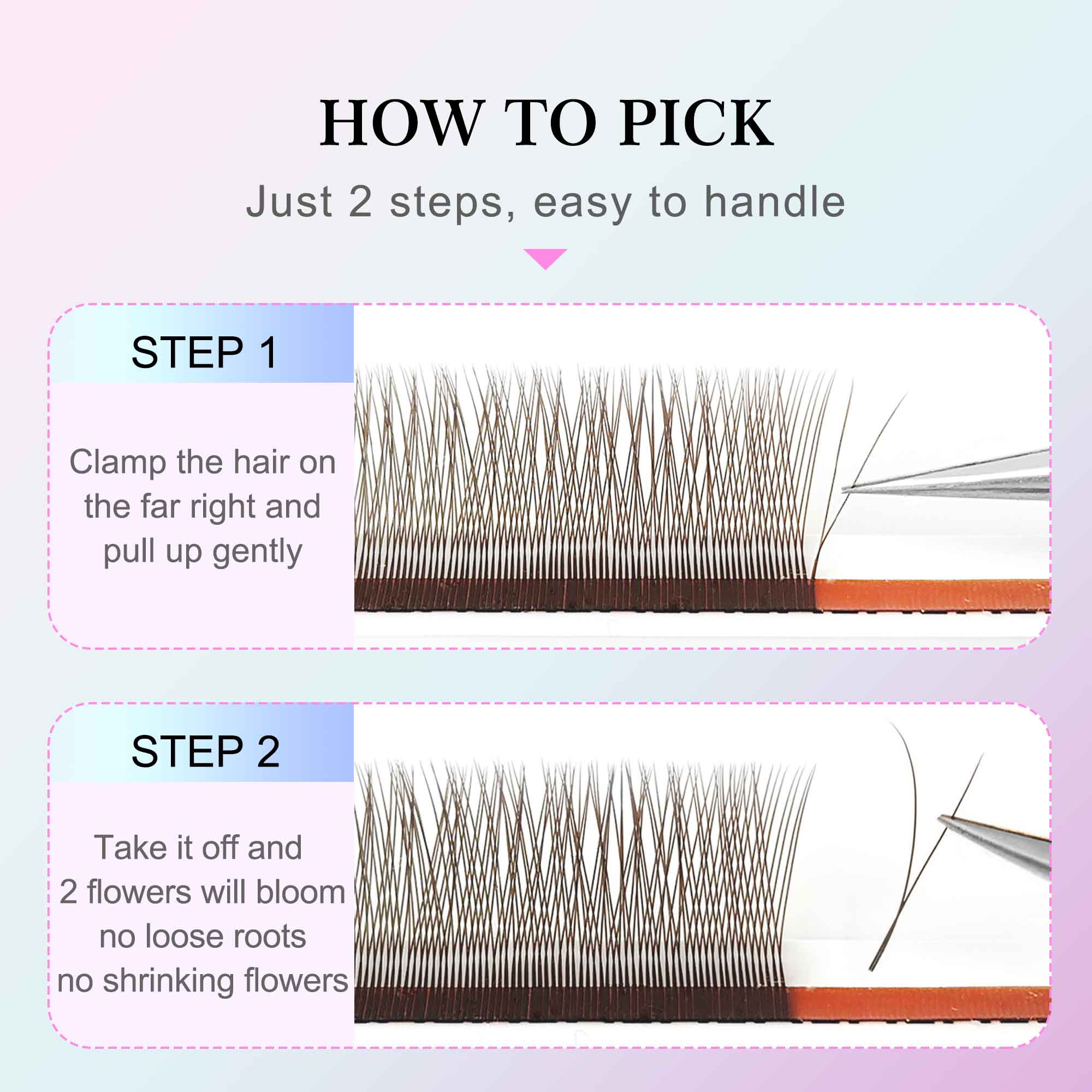 CoMango Mix 8-12/8-15mm Brown Eyelash Extension 2D V Shape False Lash Premade Fans Soft Light Natural Eyelash Makeup