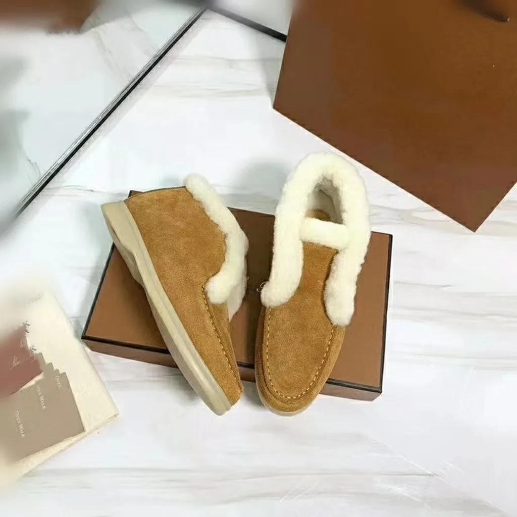 2022 Autumn/Winter Women's Thickened Warm Sheep Fur Lined Short Boots Snow Boots Casual Frosted Solid Color Snow Shoes