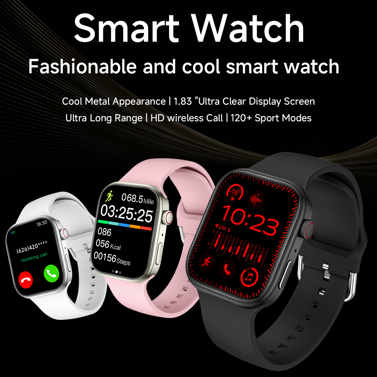 2025 Smart Watch 1.83" HD Screen Bluetooth Call Heart Rate Monitoring 120+ Sports Modes Waterproof for Men Woman Smartwatch Gift