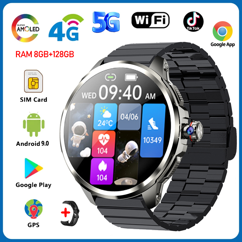 5G/4G Full Netcom 8GB+128GB RAM Smart Watch 1.95 inch 720*720 AMOLED 2100mah Battery 900W Camera GPS WIFI Google APPS Smartwatch
