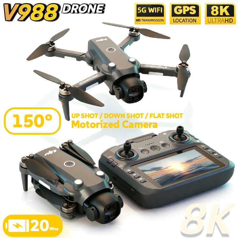 HOT NEW for Xiaomi V988 Camera Drone 8K Professional Dron 4K with Screen Under 249g Remote Control  Brushless RC Quadcopter Toys