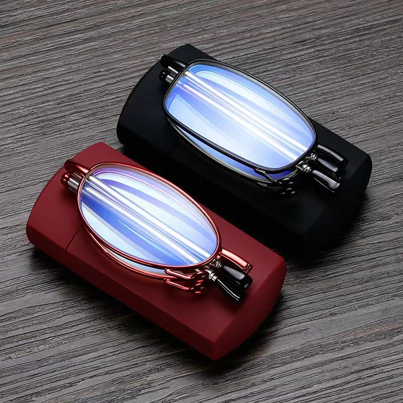 Portable Foldable Anti Blue Light Reading Glasses Men Women Oval Frame Ultralight HD Presbyopic Eyeglasses Unisex Eyewear