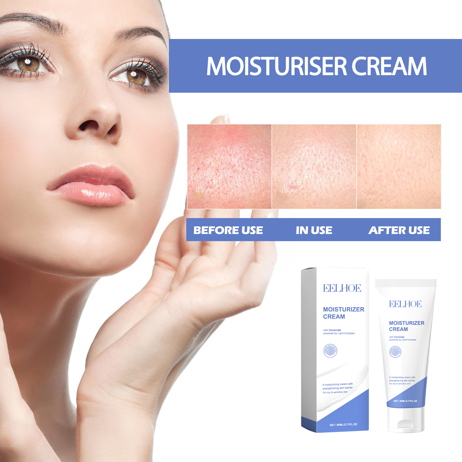 Ceramide Face Cream Moisturizing Hyaluronic Acid Repair Face Damaged Nourish Smooth Facial Cream Beauty Health Skin Care Product