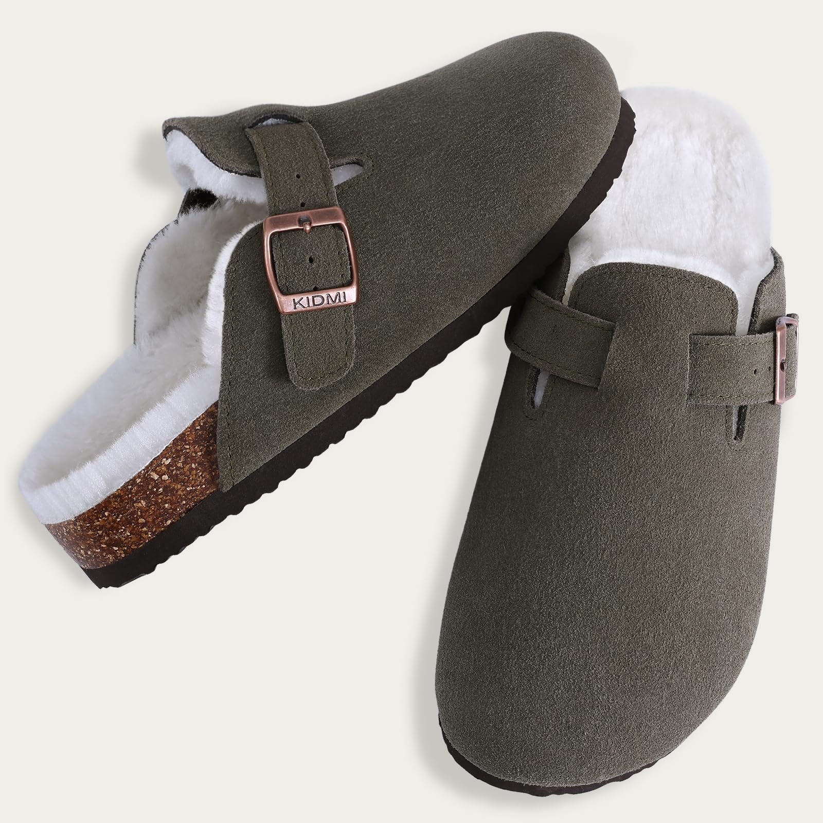 KIDMI Suede Clogs for Women Men Mules Cork Footbed Sandals With Arch Support Fashion Nonslip Outdoor Beach Slippers Home Shoes