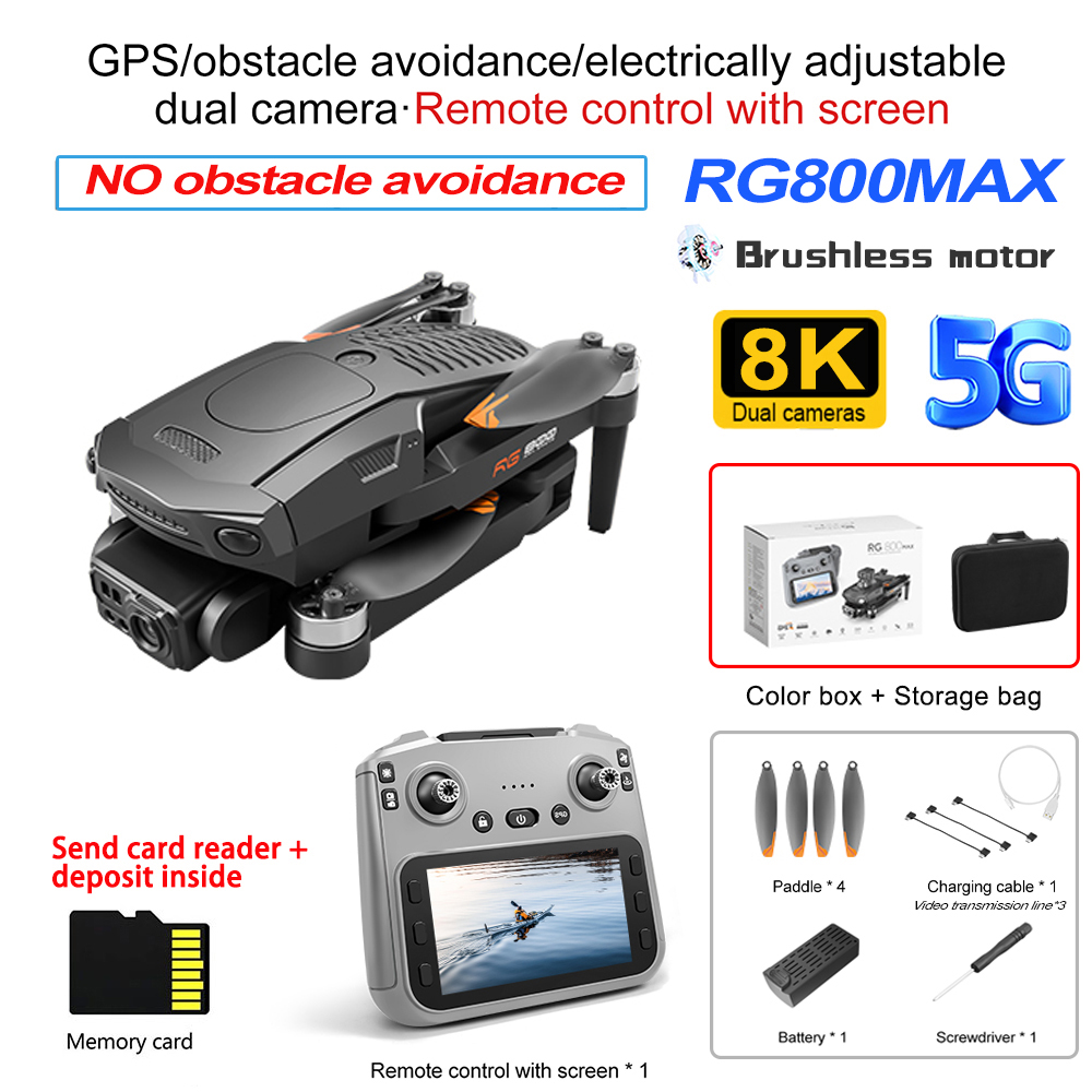 RG800 MAX Drone 8K Professional HD Camera with Large Screen 5G WIFI FPV Dron Brushless Obstacle Avoidance Folding RC Quadcopter