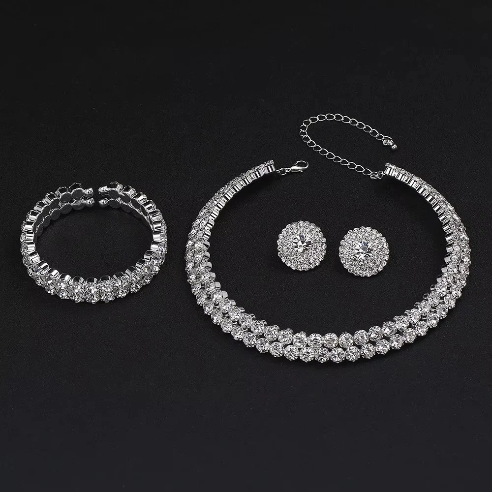 Luxury African Crystal Bridal Jewelry Set - Rhinestone Choker, Necklace, Earrings & Bracelet for Wedding