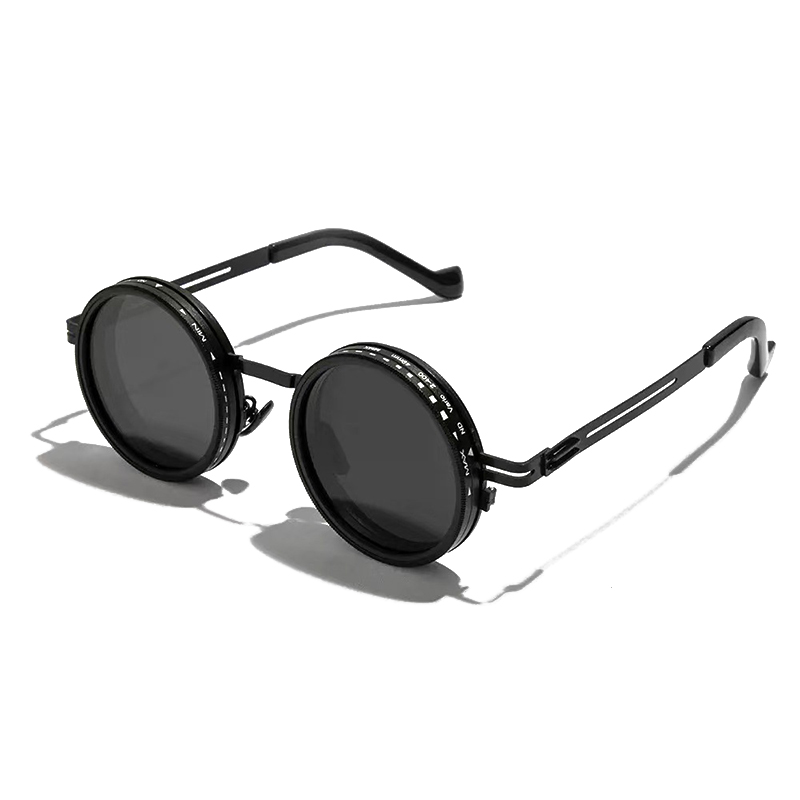 SHAUNA Retro Metal Round Punk ND9-level Adjustable Dimming Sunglasses Women Polarized UV400 Fashion Men Outdoor Sun Glasses