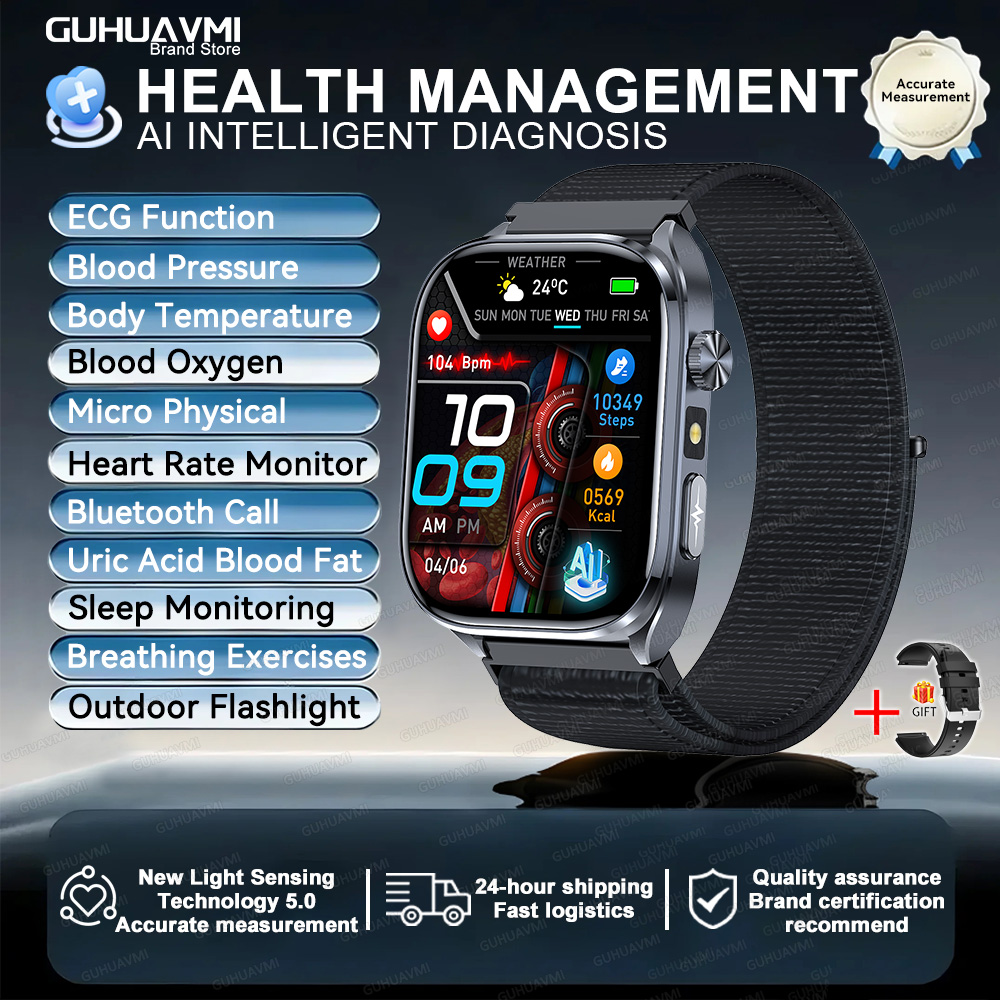 Body Composition analysis Monitoring Smart Watch Men ECG Heart Rate Blood pressure Uric Acid Health Tracker Smartwatches 2025New