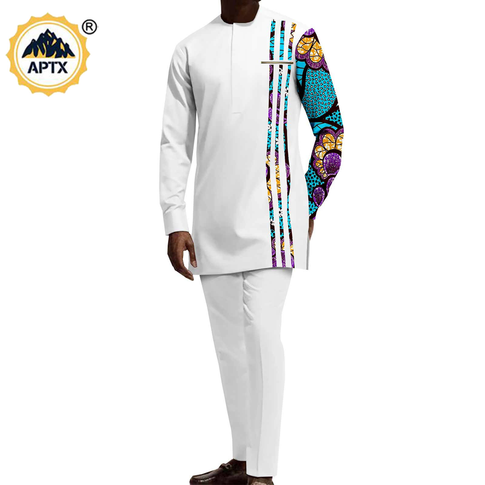 Matching Couple Outfits Men Shirts and Pants Sets Dashiki African Dresses for Women Top and Split Skirts for Wedding Y23C006