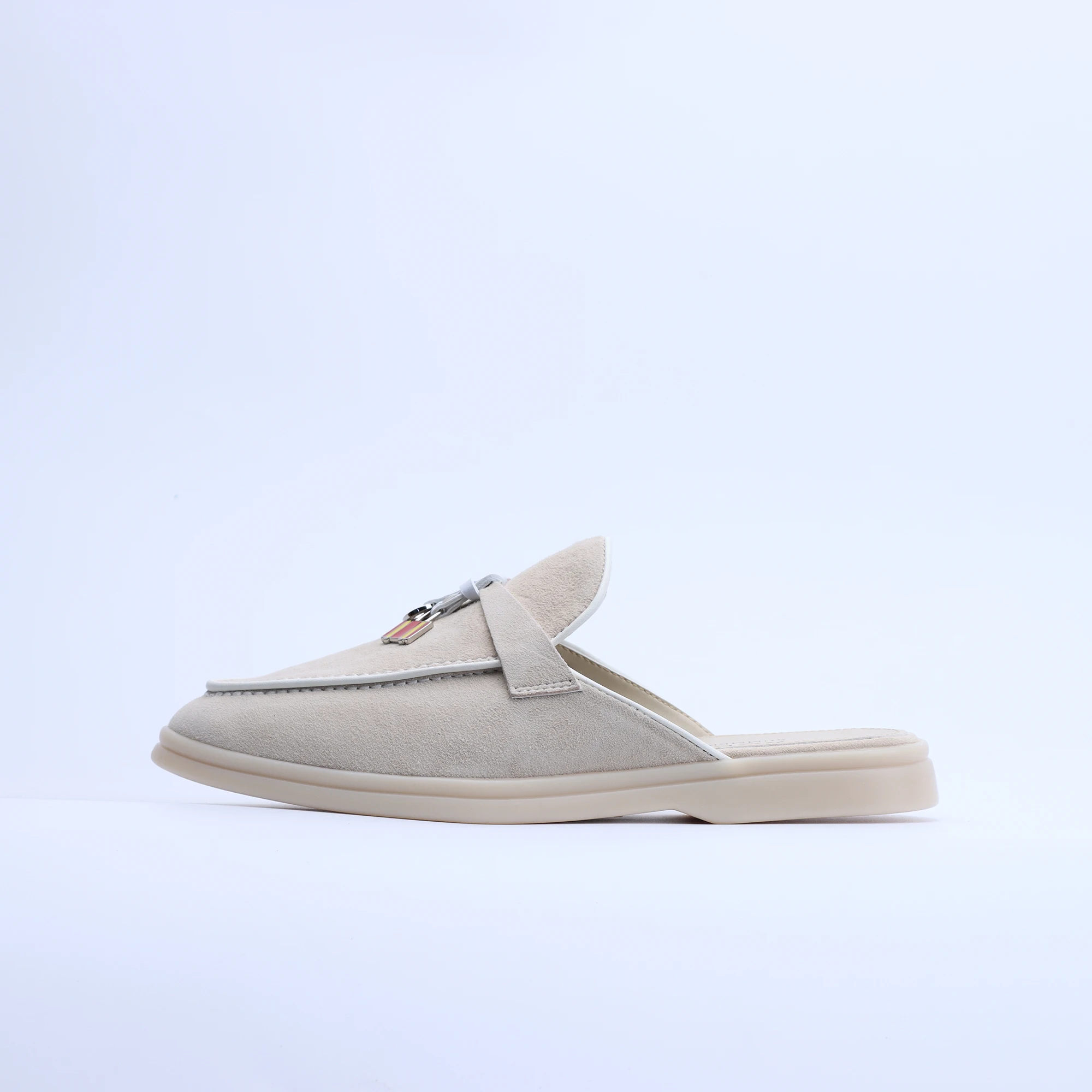 No Logo-Luxury Designer Tassel Suede Leather Loafers for Women 2025 Slip On Slippers Flat Shoes Work Walking Shoes High Quality