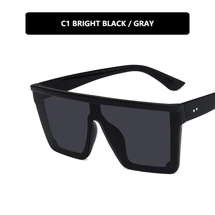 2023 Vintage Male Flat Top Sunglasses Men Brand Black Square Shades UV400 Gradient Sun Glasses For Women Cool One Piece Designer