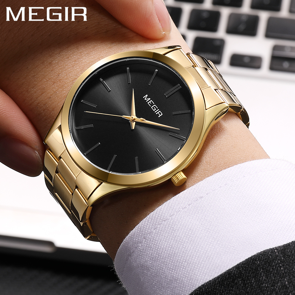 MEGIR Luxury Simple Quartz Men's Watch Business Stainless Steel Bracelet Luminous Watches Man High-Quality Clock reloj hombre