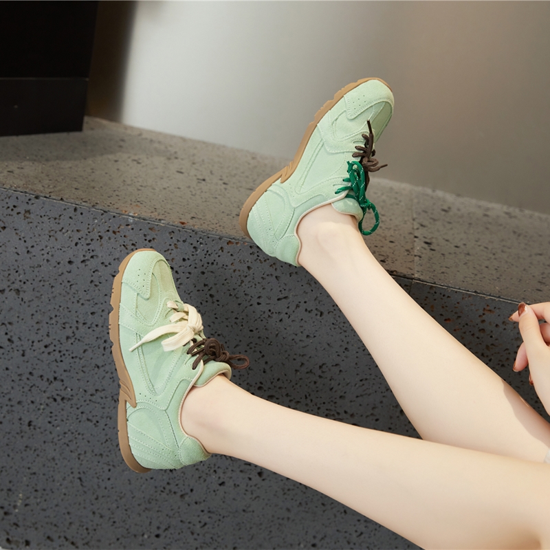 DIMANYU Genuine Leather Gump Shoes Women 2025 Spring New Retro Lace-up Sneakers Female Casual Non-slip Women's Shoes