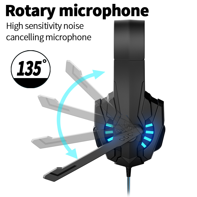 A7 Bass Gaming Headset with Mic Over-Ear Headphones Stereo Sound Gamer Video Game Noise Cancelling for PC Gaming Headset Esports