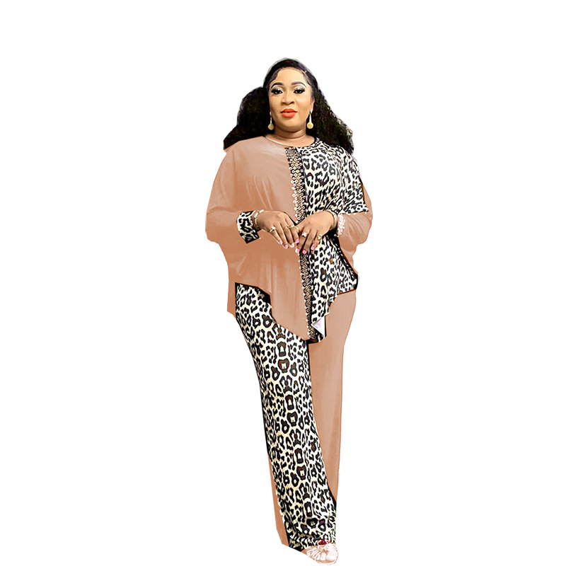 2 Piece African Clothes for Women Autumn Elegant Long Sleeve O-neck Top Pant Plus Size Matching Sets Dashiki African Clothing
