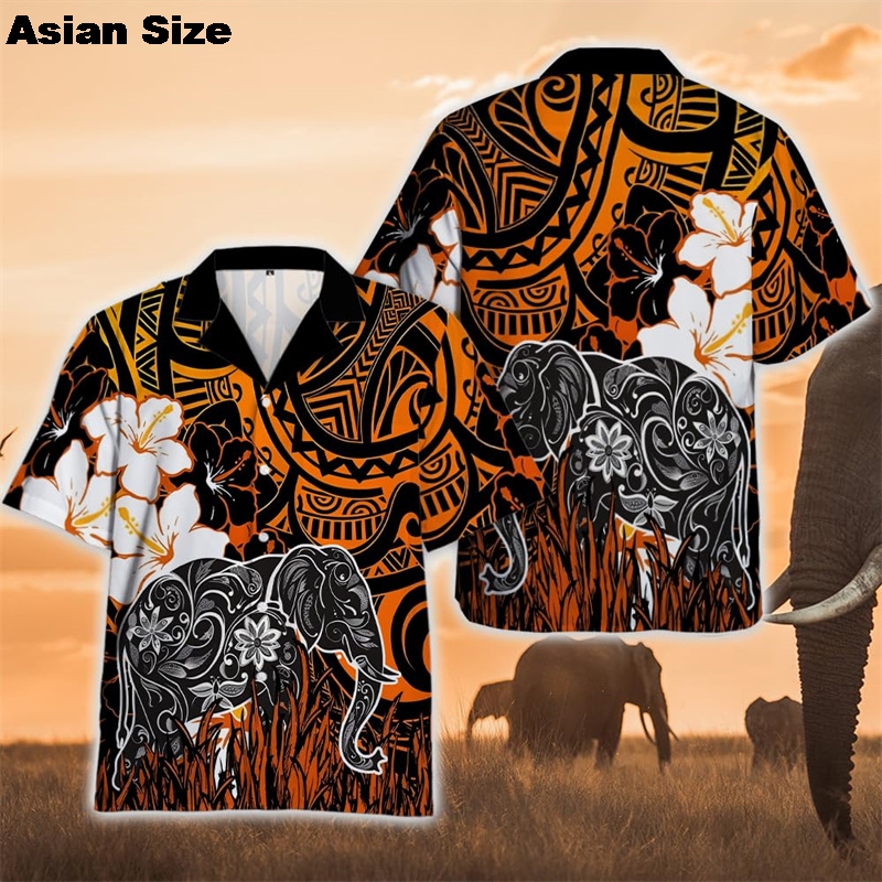 Men's Shirts Thai Elephant Casual 3D Printed Hawaii Shirt Man 2025 Summer Fashion Shirt For Man Daily Short Sleeves Men Clothing