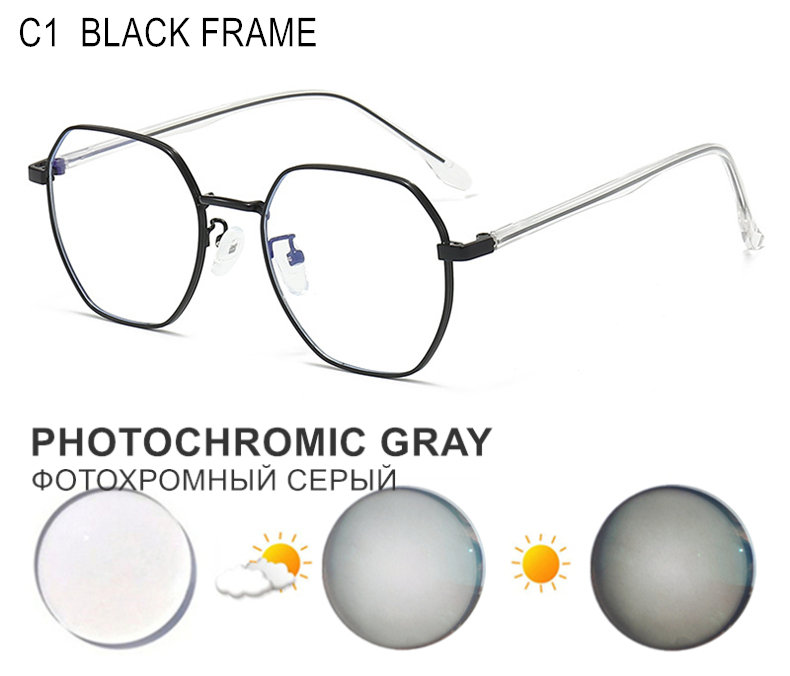 Prescription Custom Myopia Glasses Sphere -0.5 To -10 Men Women Upscale Alloy Polygonal Frame Nearsighted Spectacles F060