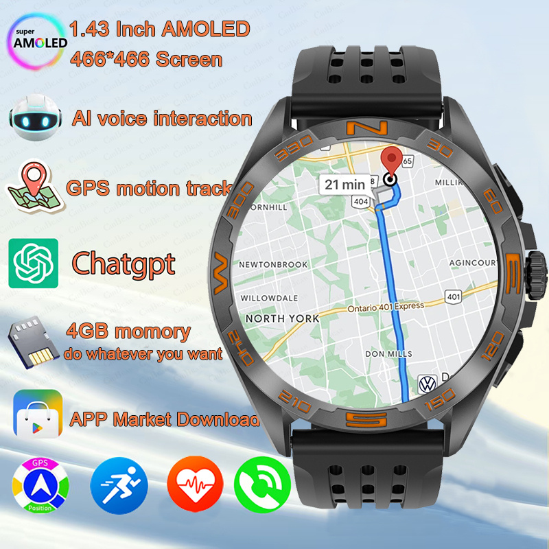 2025 For HUAWEI Smartwatch Men GPS Map Navigation 4G Memory HD Call Recording AMOLED Screen Chatgpt Sports Waterproof SmartWatch