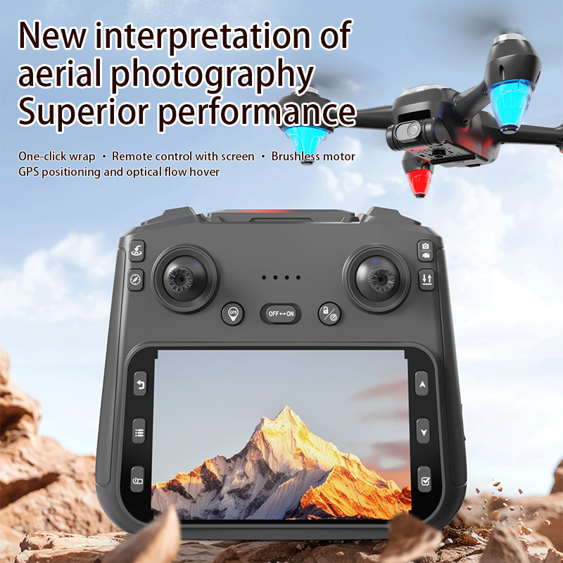 New AE9 GPS Drone RC 4K Dual Camera optical flow positioning brushless motor With screen headless mode endurance RC Drone Toys