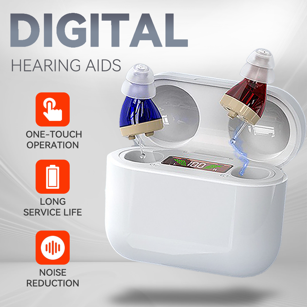 ITE Elderly Hearing Aid Rechargeable Deaf Digital Display The Listening Device Wireless Hearing Amplifier Invisible Hearing Aids