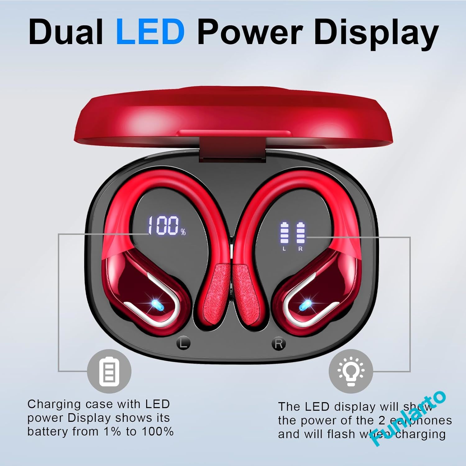 Wireless Earbuds Bluetooth 5.3 Headphones Sport,Bluetooth Earbuds with ENC Noise Canceling Mic,Wireless Headphones with Earhooks