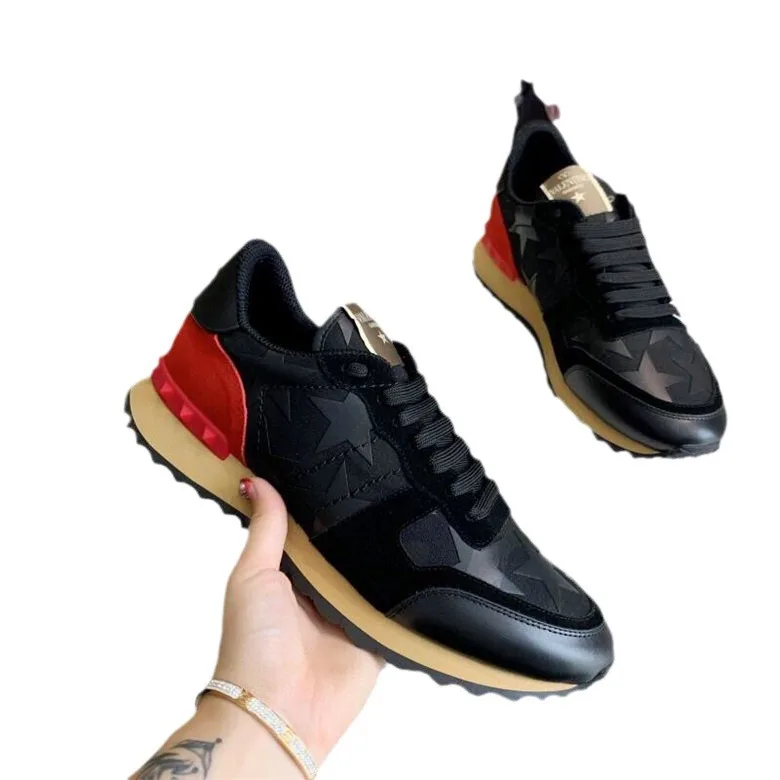 Men's Low Top Canvas Sneakers Rivet Camouflage Sports Casual Trendy Shoes Spring Autumn Leather Sole Adult China Made