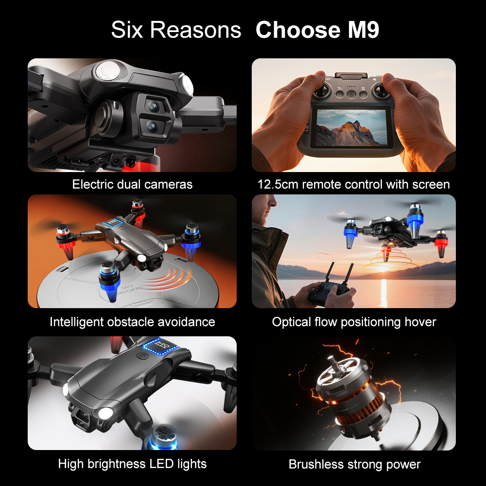 Original M9 Pro Professional 4K Drone with 5G GPS HD Dual Camera Brushless Foldable Quadcopter for Photography RC Drones Toy