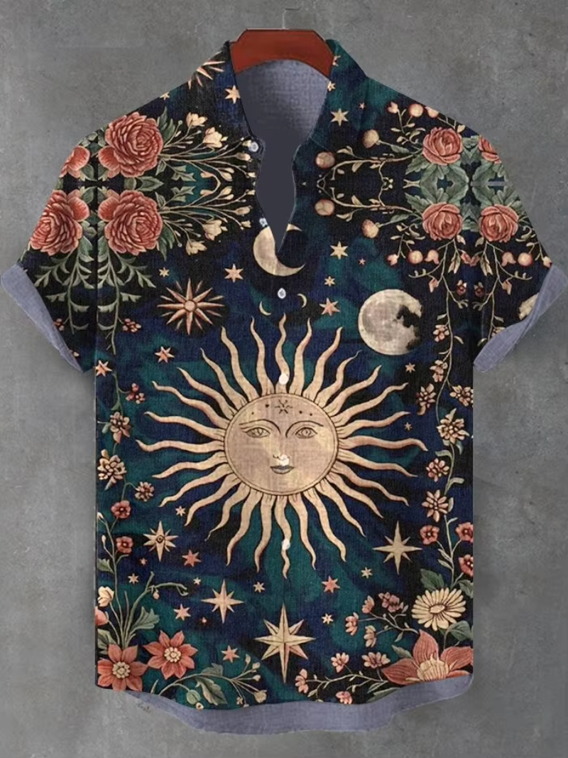 Vintage African Style Men's Shirts Ethnic Tribal Short Sleeve Shirts Tops Fashion Casual Vacation Button Down Blouse 2025 New