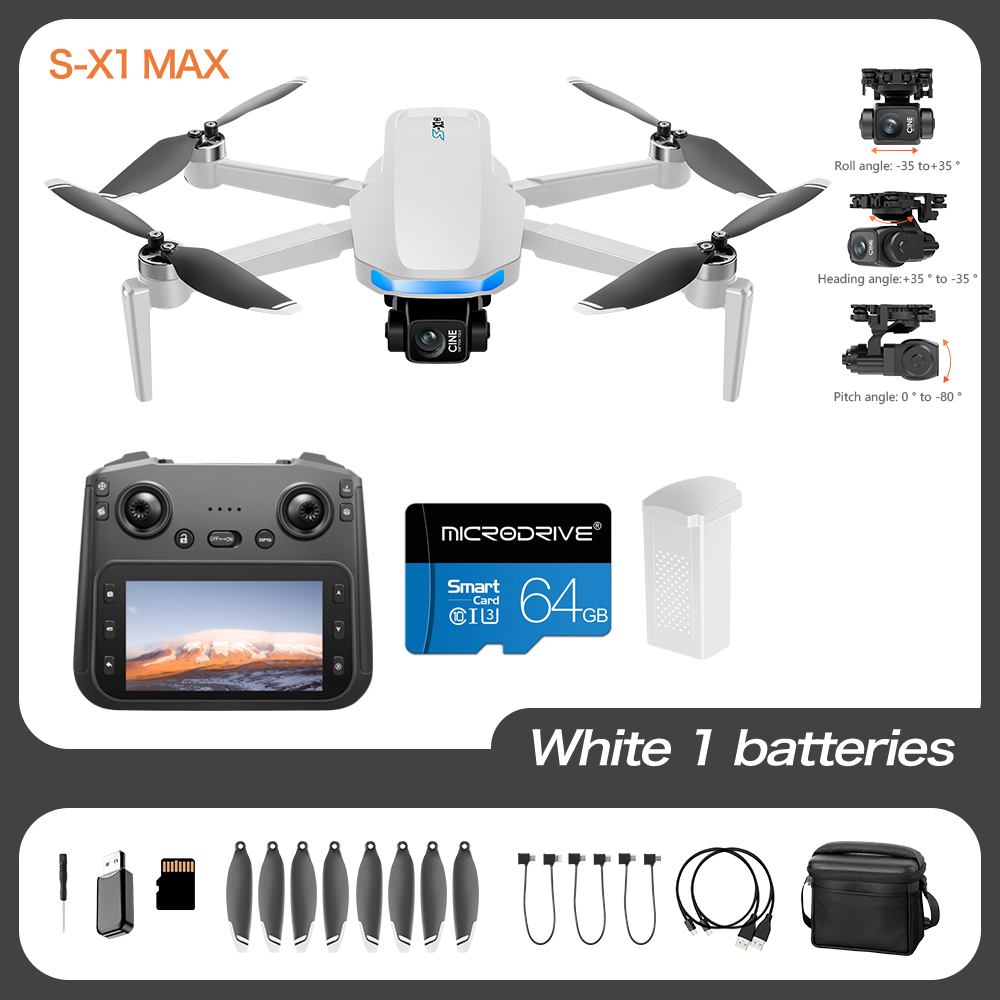 S-X1 New Drone with Screen 3-Axis Anti-shake Gimbal 4K Aerial Brushless Drones RC Quadcopter 5G GPS 8K HD Cameras EIS Mini Dron