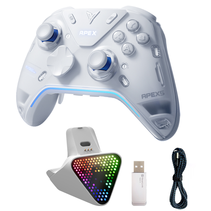 Flydigi apex 5 controller gamepad wireless gamepad for pc /Switch/Phone/TV/tablet computer,charging dock with Cool RGB screen