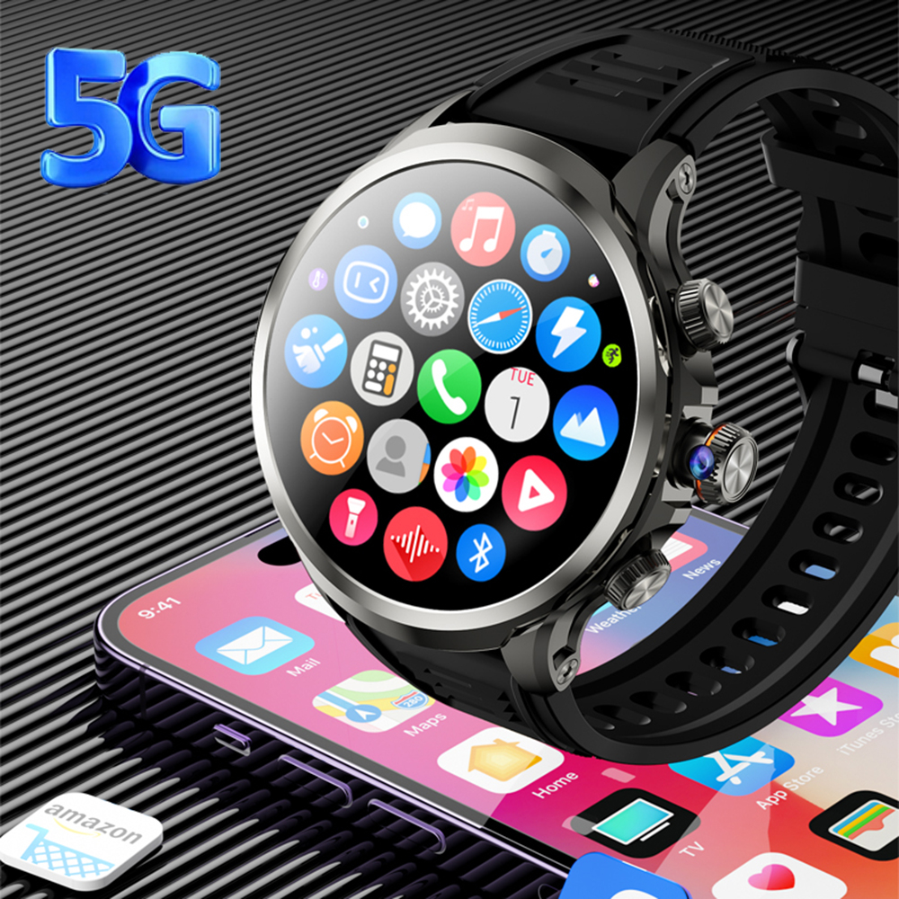 5G/4G Smart Watch 1.95 inch 680*680 AMOLED Screen 8GB+128GB RAM 900W Camera GPS WIFI Google APPS Download Android 9.0 Smartwatch