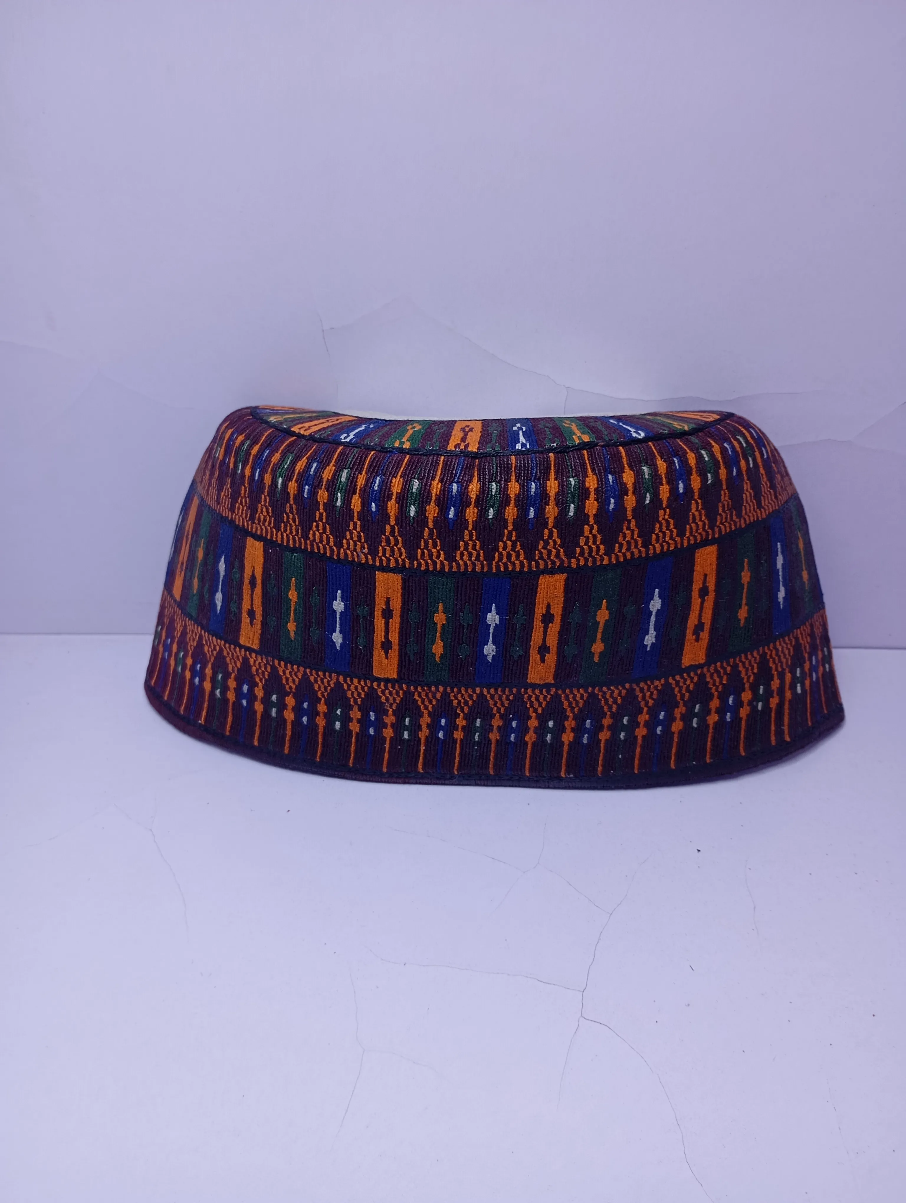 Original Handwoven Hausa Fulani Zawa Cap – Bangol Kindei Bama Style | Men’s Knitted Maiduguri Cap Sizeof 23 
