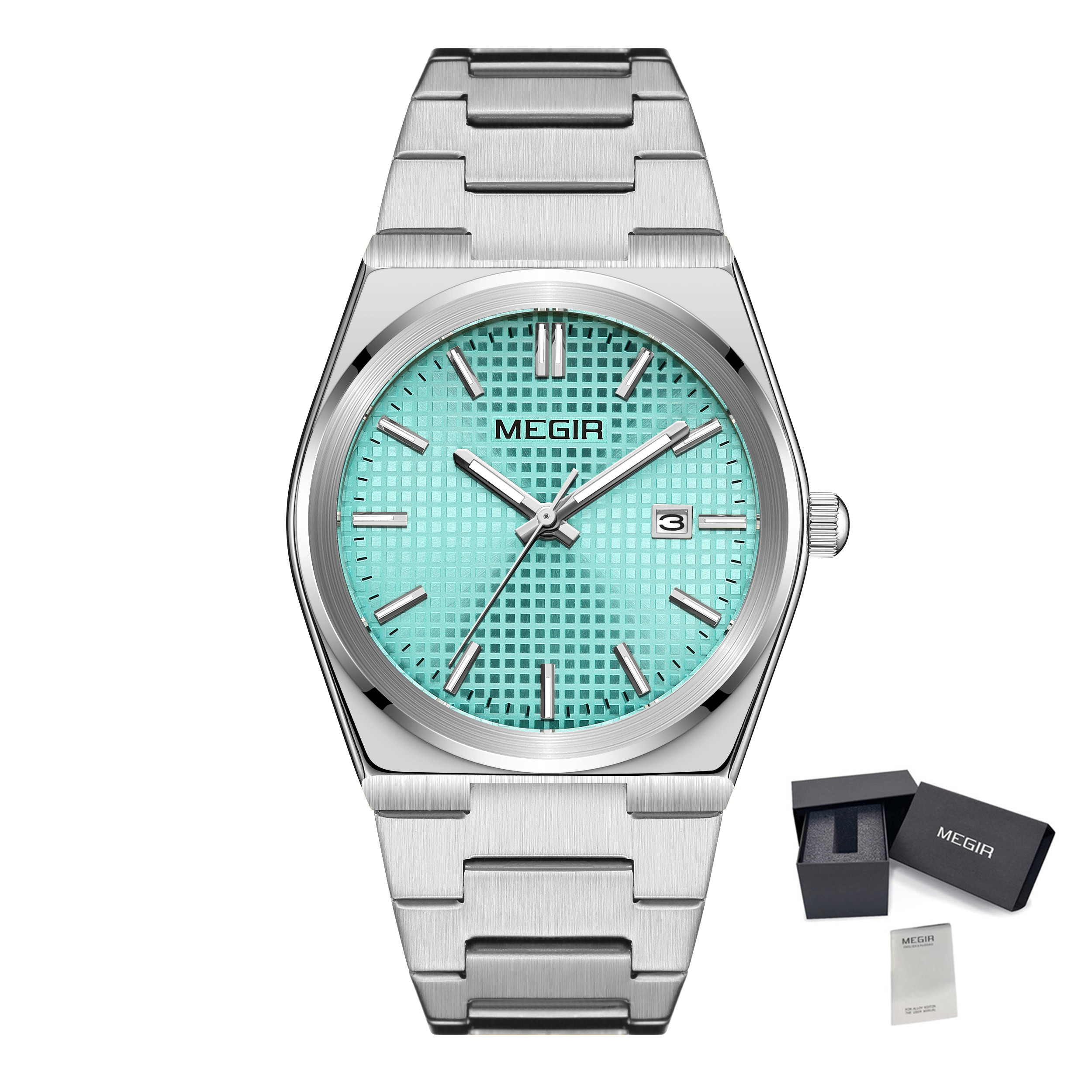 MEGIR Luxury Business Watches for Men Stainless Steel Strap Waterproof Calendar Male Quartz Wristwatch Clock Reloj Hombre 1086