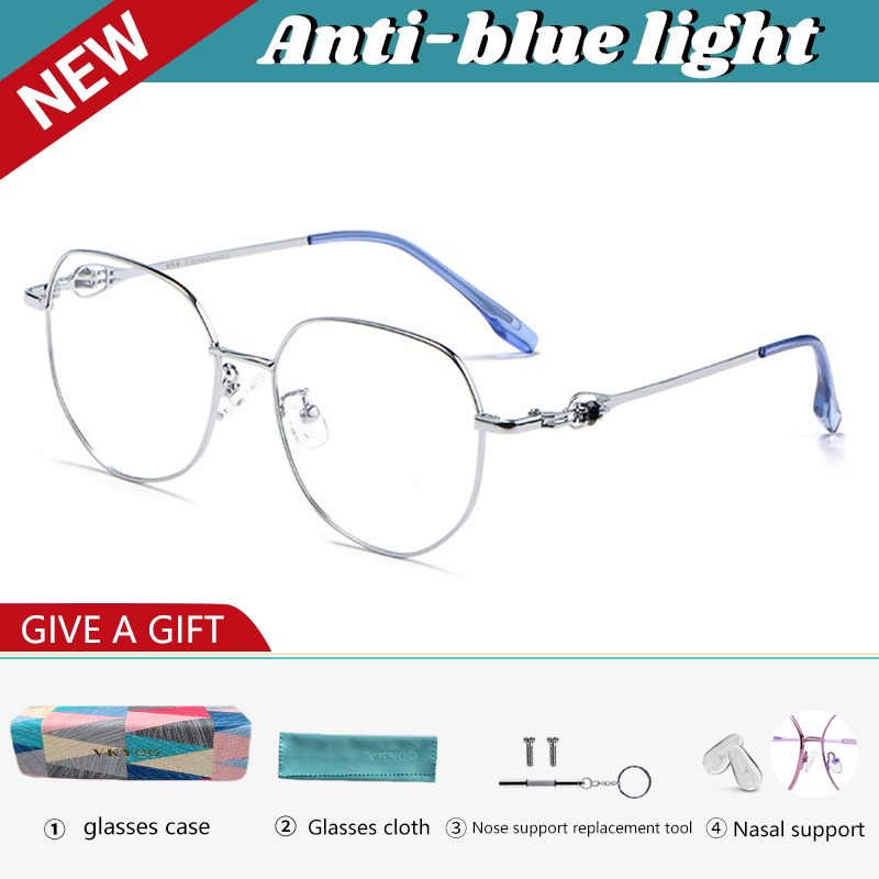 VICKY Simple Fashion Geometric Oval Design Men Women Anti-blue Light Reading Glasses Can Be Customized Prescription 9603