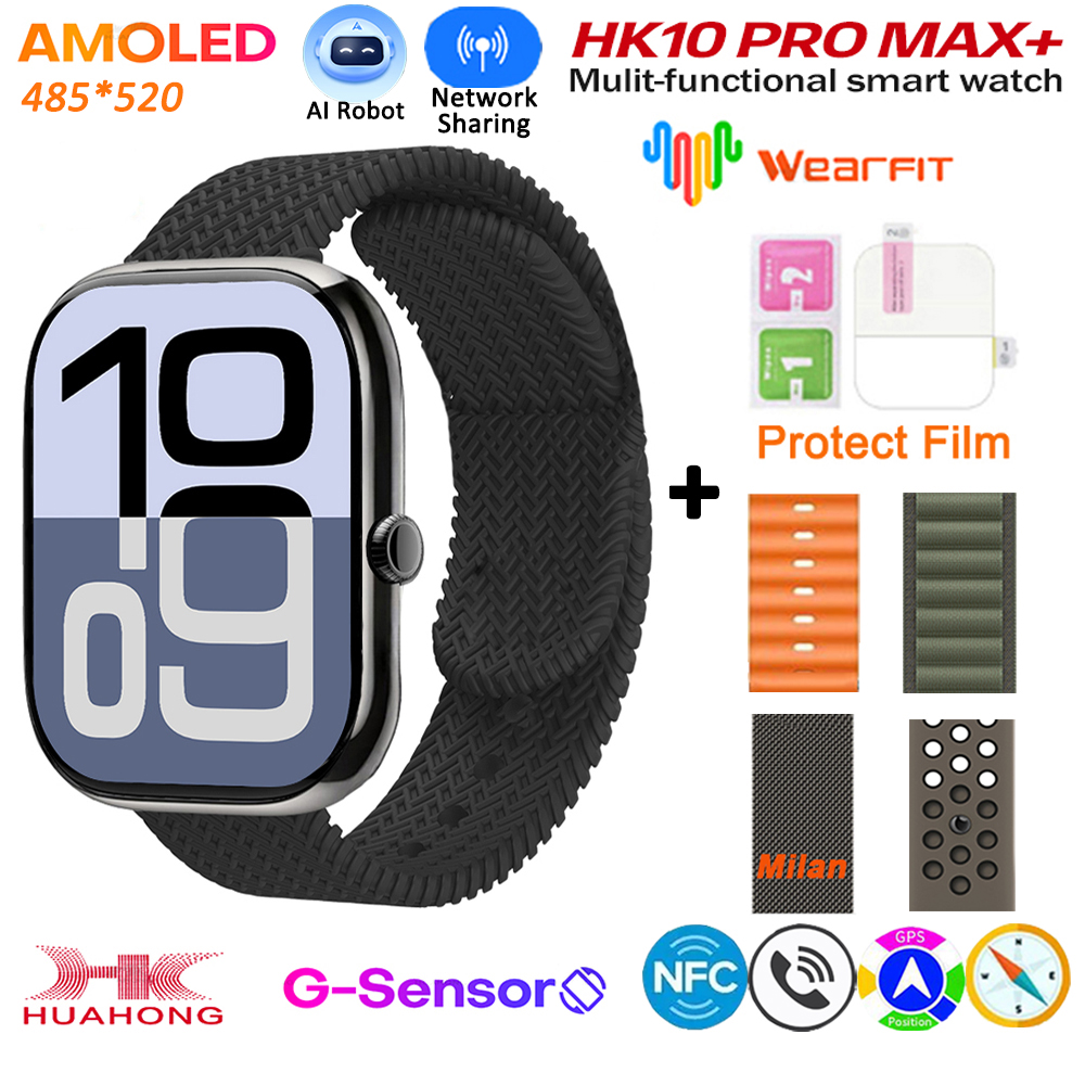 2025 HK10 Pro Max Plus GEN2 SmartWatch Original Series 10 AI ROBOT AMOLED NFC Compass GPS 4GB Local Album Music Network Watch