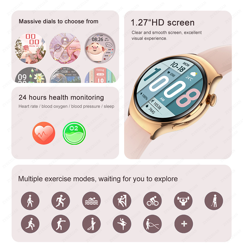2025 New GPS NFC Bluetooth Call Smartwatch  Women Watch 4 mini Sports Track Heart Rate Oximetry Monitor Health Smartwatch Woman