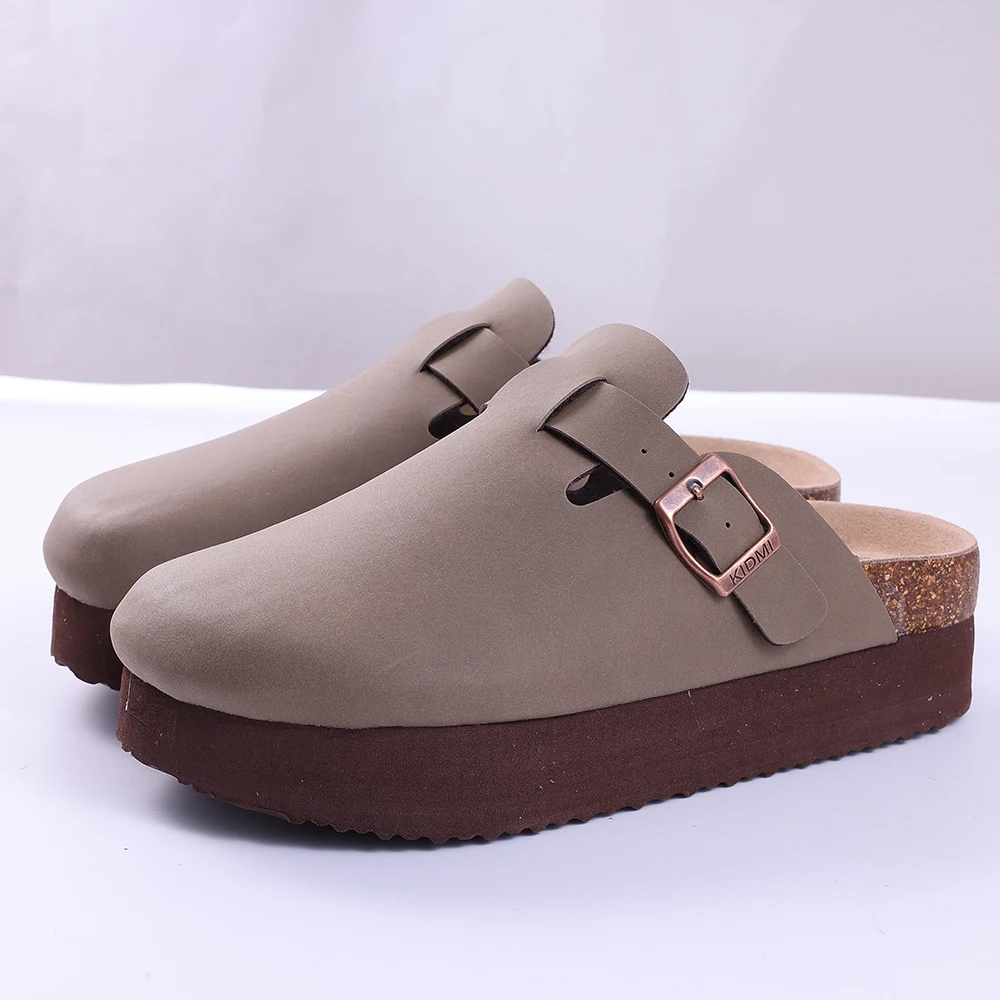 Crestar Women's Clogs Mules Cork Clogs Slippers Men Outdoor Mules Suede Clogs Shoes with Arch Support Mule Leather Clogs Sandal