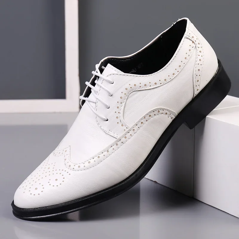 Genuine Leather Dress Shoes Men Summer Hollow Out Plus Size Luxury Cowhide Man Business Shoes Wedding Footwear Casual Shoe Male
